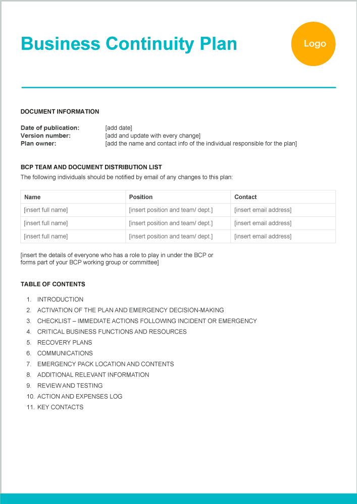 Business Continuity Plan Template