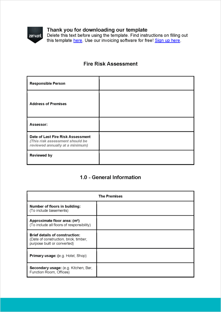 Thumbnail image depicting the first page of a fire risk assessment