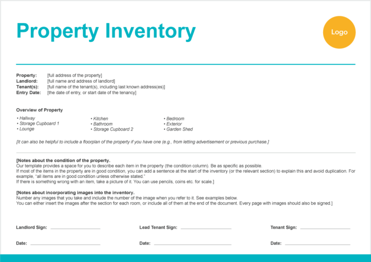 Thumbnail image depicting the cover page of a property inventory document