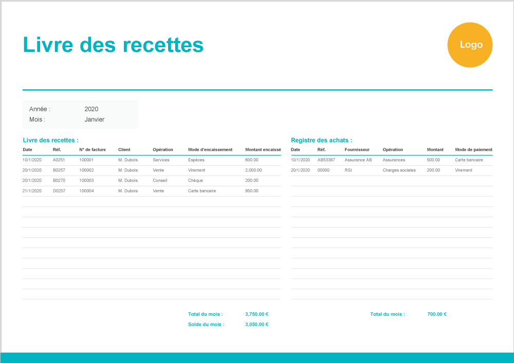 Wivato - 📂Modèle Livre des Recettes Auto-entrepreneur