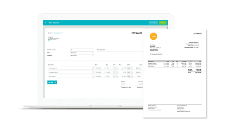 Estimate software and template