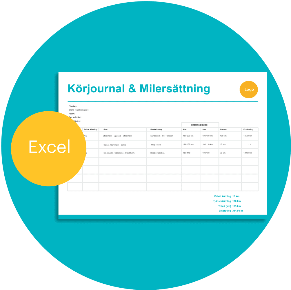 Körjournal mall i Excel