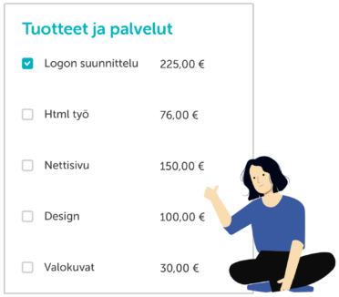 Laskun tiedot - myydyt tuotteet ja palvelut