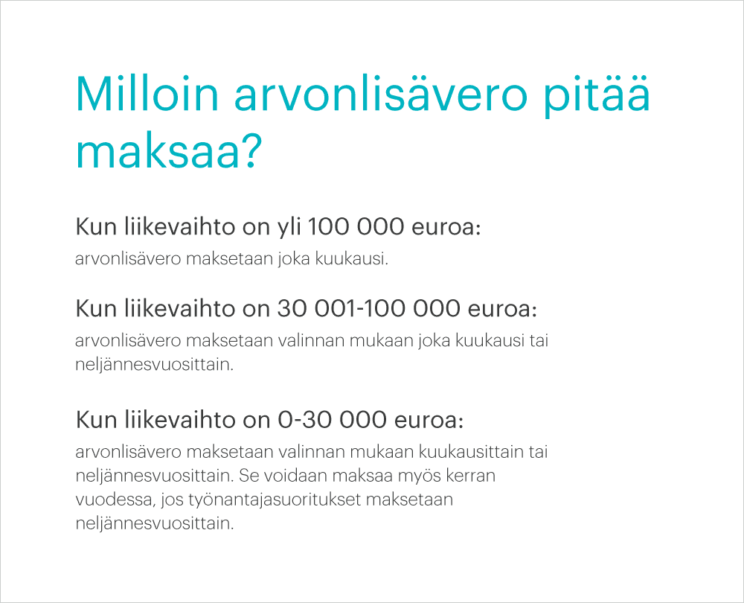 Arvonlisäveron maksaminen ja ilmoittaminen