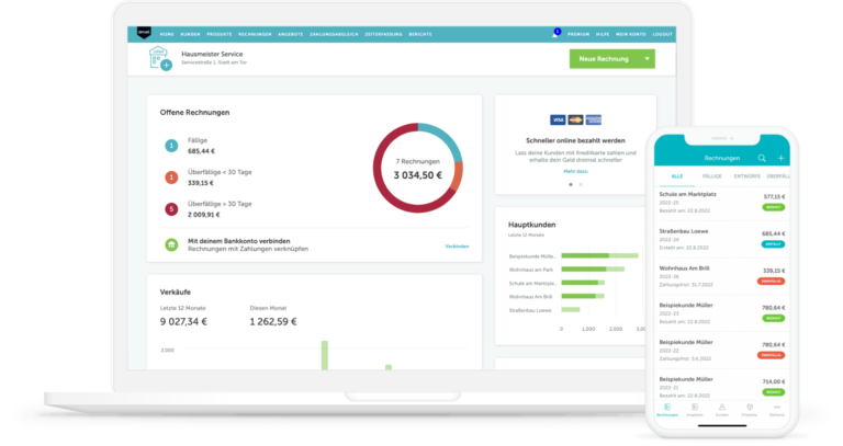Rechnungsapp und Zervant Web-Version