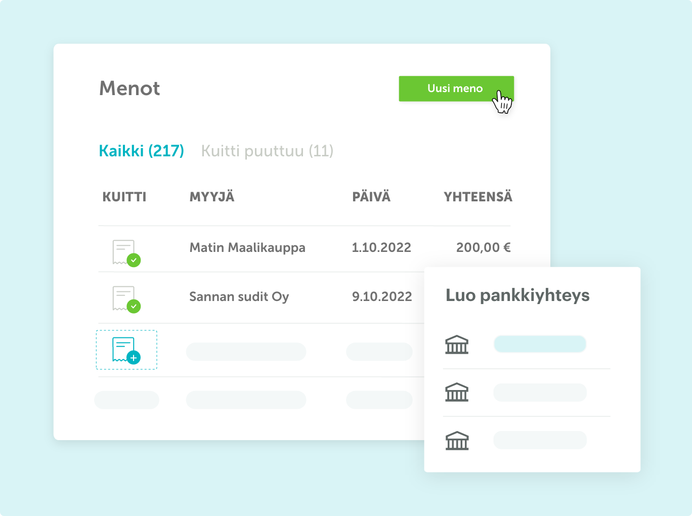 Tee menokirjaukset Zervantilla