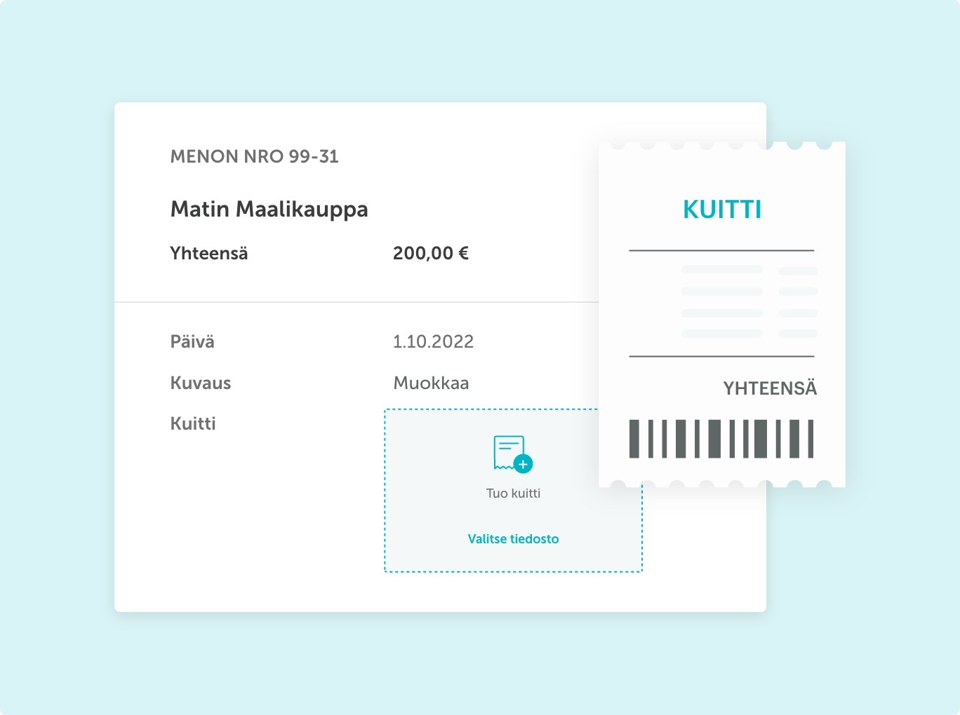 Säilytä maksukuitit Zervantissa