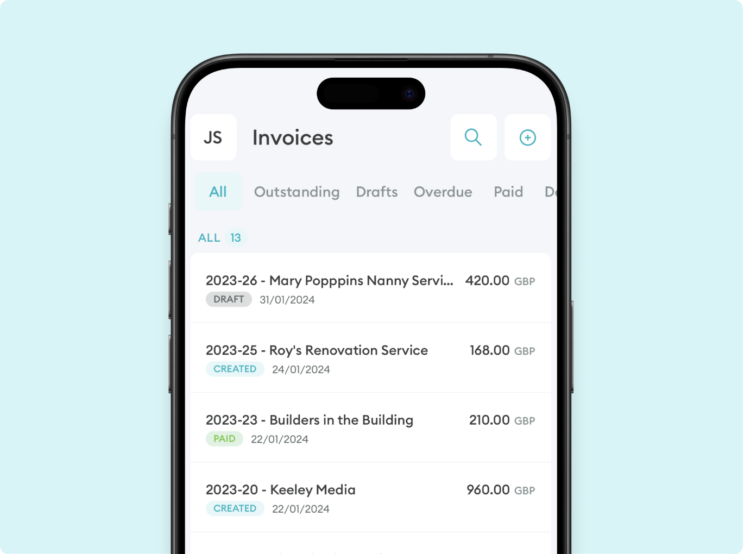 Keep track of paid and unpaid invoices with Zervant mobile app