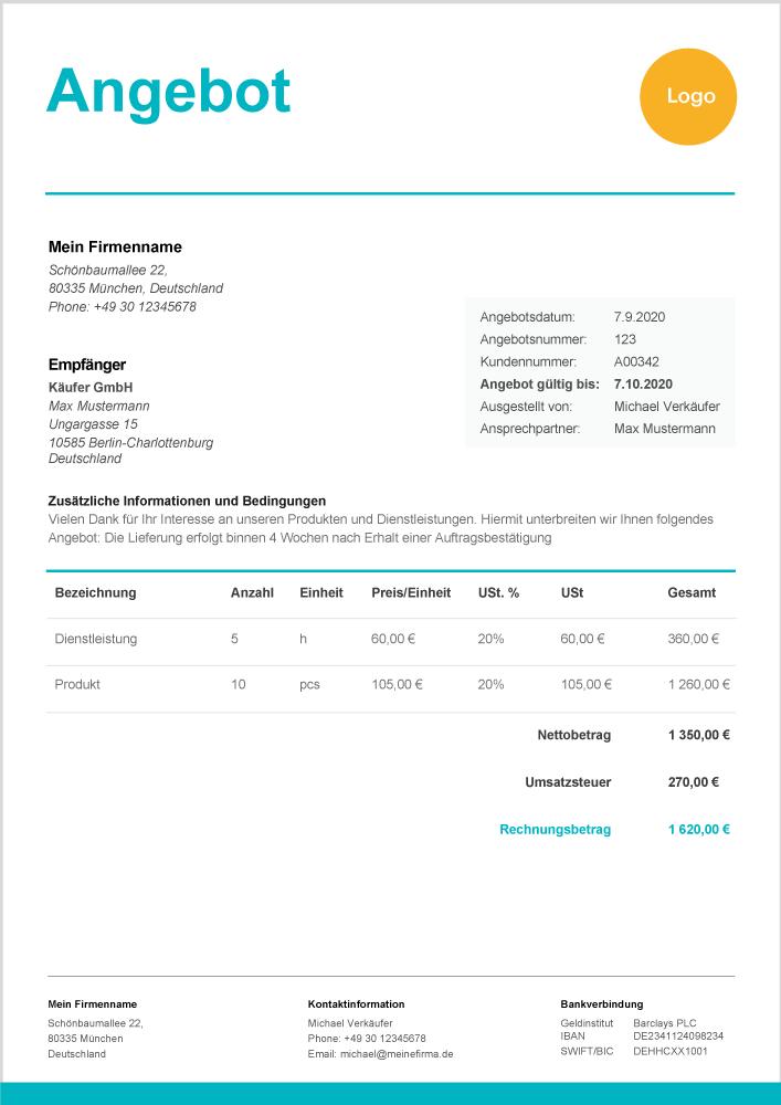 Kostenlose Angebotsvorlage Und Kostenvoranschlag Zervant Blog