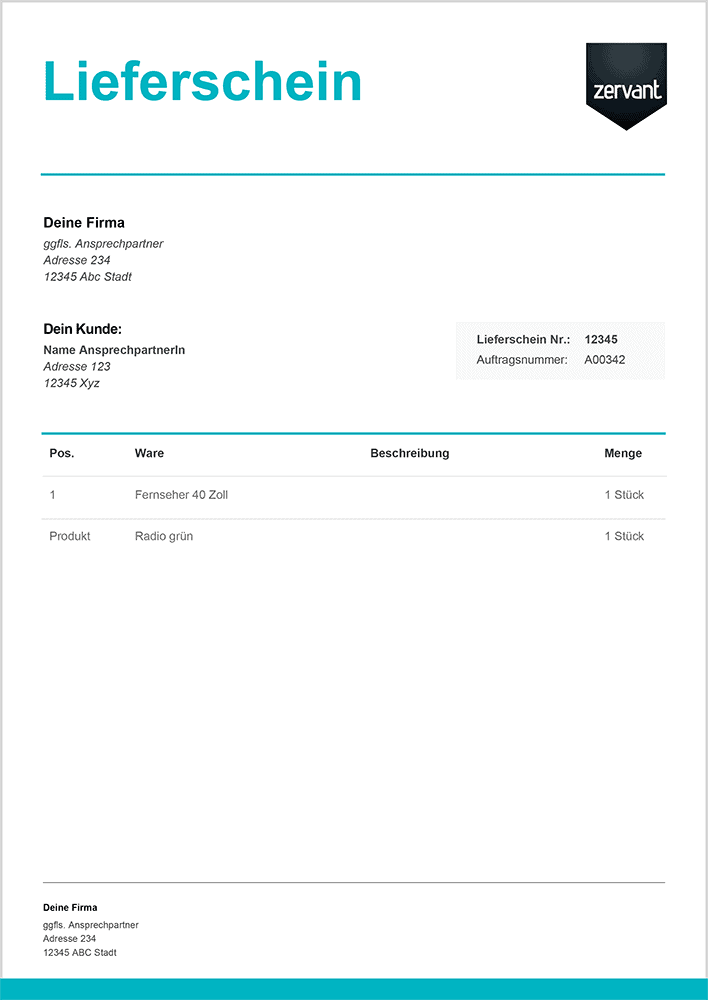 Lieferschein Vorlage Zum Download Zervant Blog