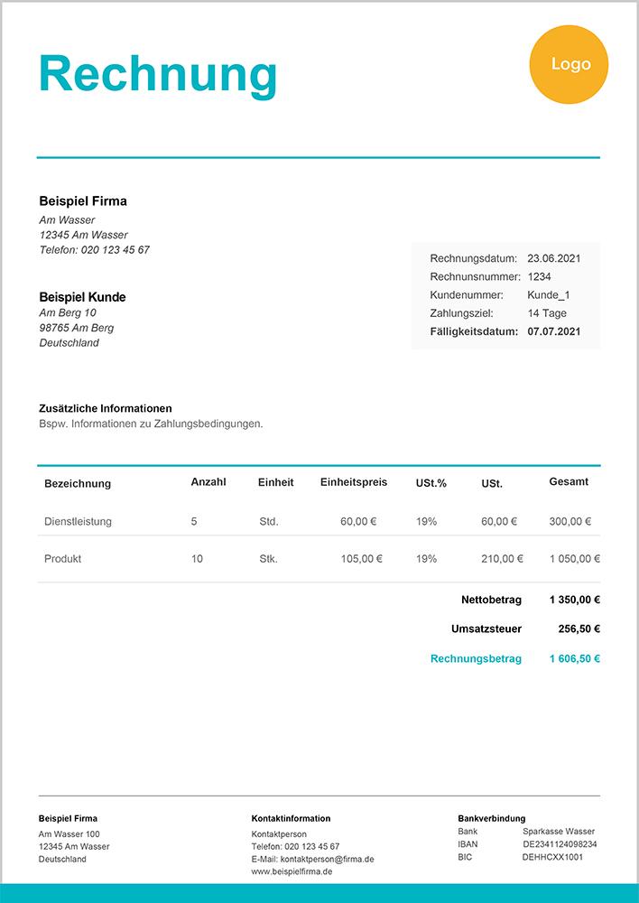 Rechnungsvorlage Zervant